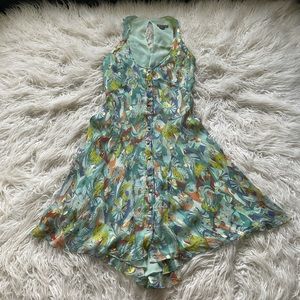 Armani Exchange silk blend button-down watercolor button down dress